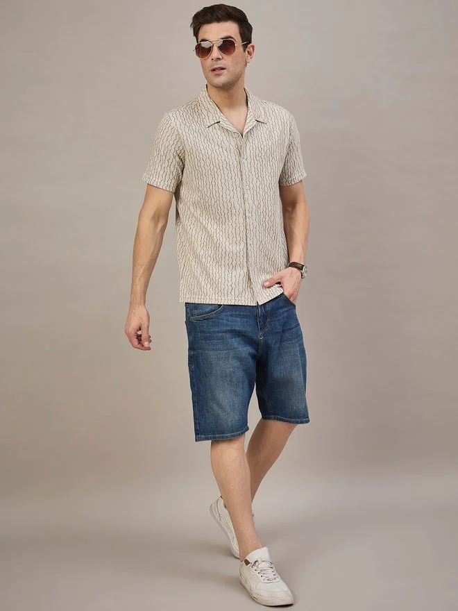 Take Two  REPRISE Beige Patterned Textured Shirt for Men | Best Price UAE