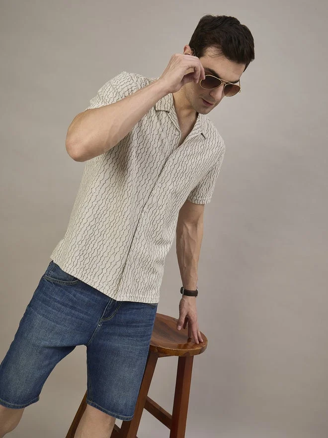 Take Two  REPRISE Beige Patterned Textured Shirt for Men | Best Price UAE