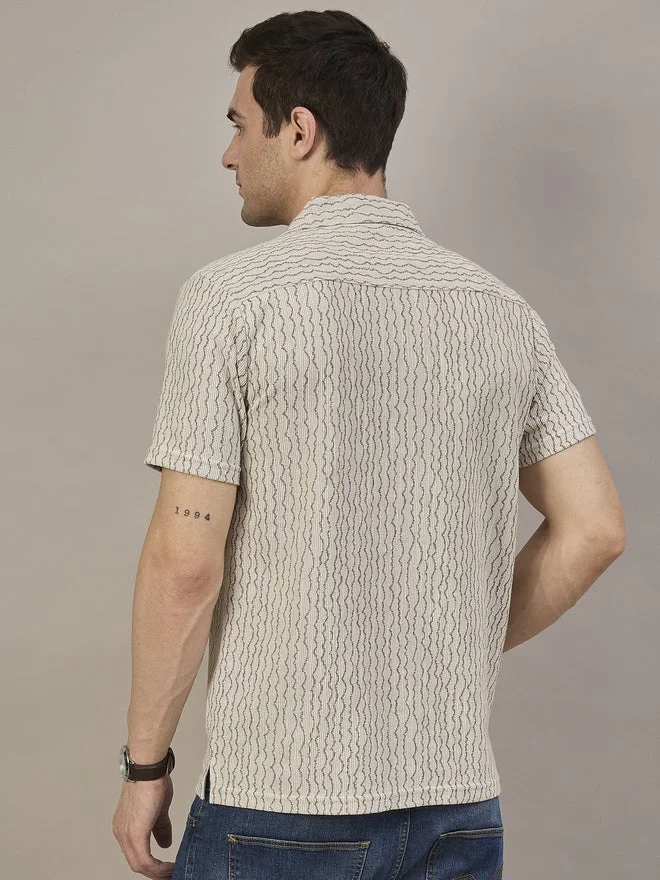 Take Two  REPRISE Beige Patterned Textured Shirt for Men | Best Price UAE