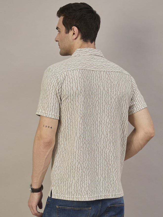 Take Two REPRISE Beige Patterned Textured Shirt - Image 4