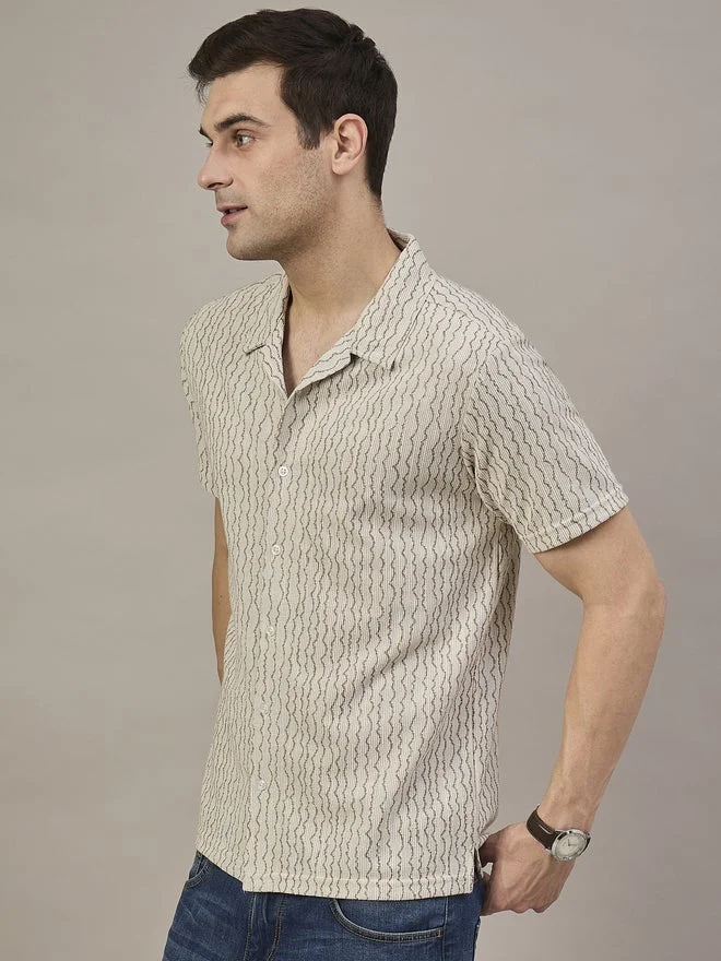 Take Two REPRISE Beige Patterned Textured Shirt