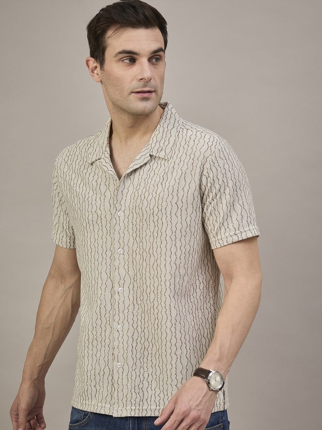 Take Two REPRISE Beige Patterned Textured Shirt - Image 5