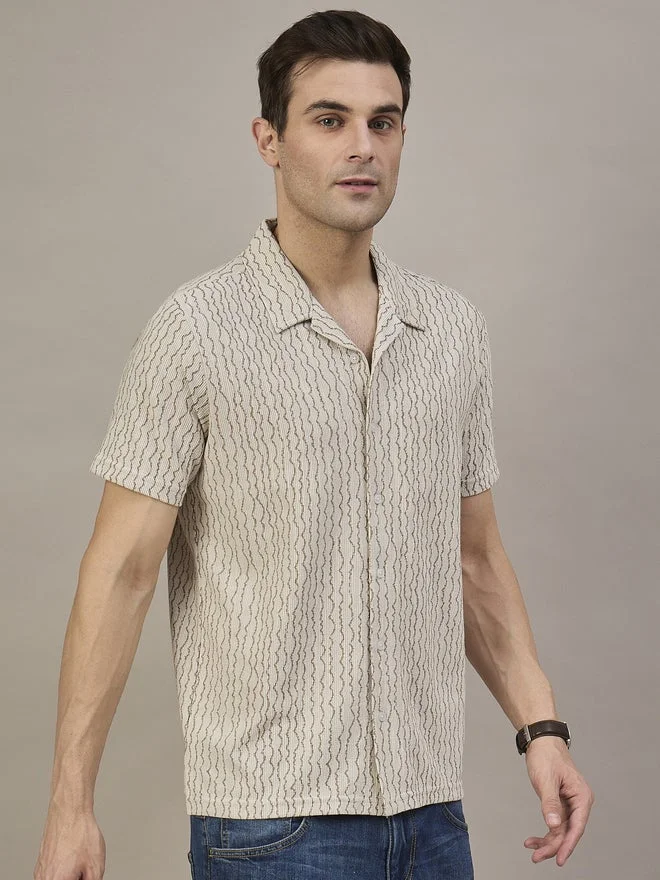 Take Two REPRISE Beige Patterned Textured Shirt