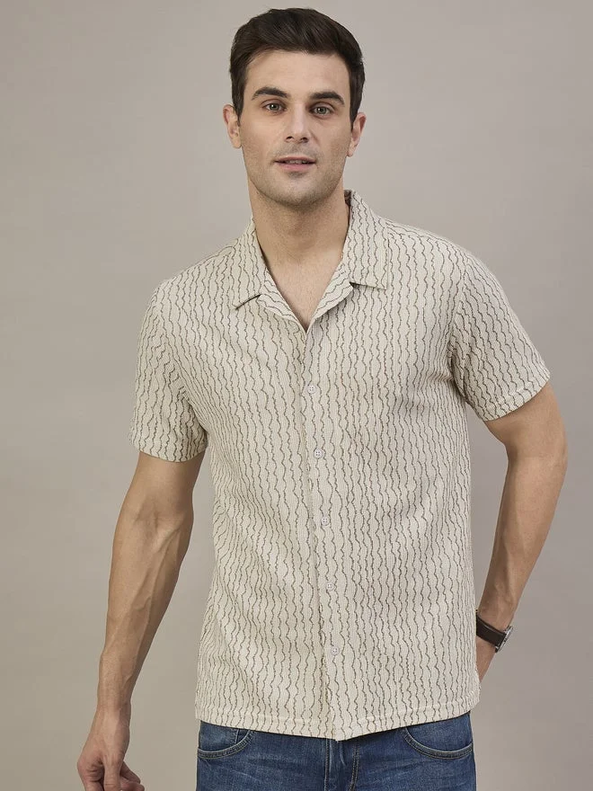 Take Two  REPRISE Beige Patterned Textured Shirt for Men | Best Price UAE