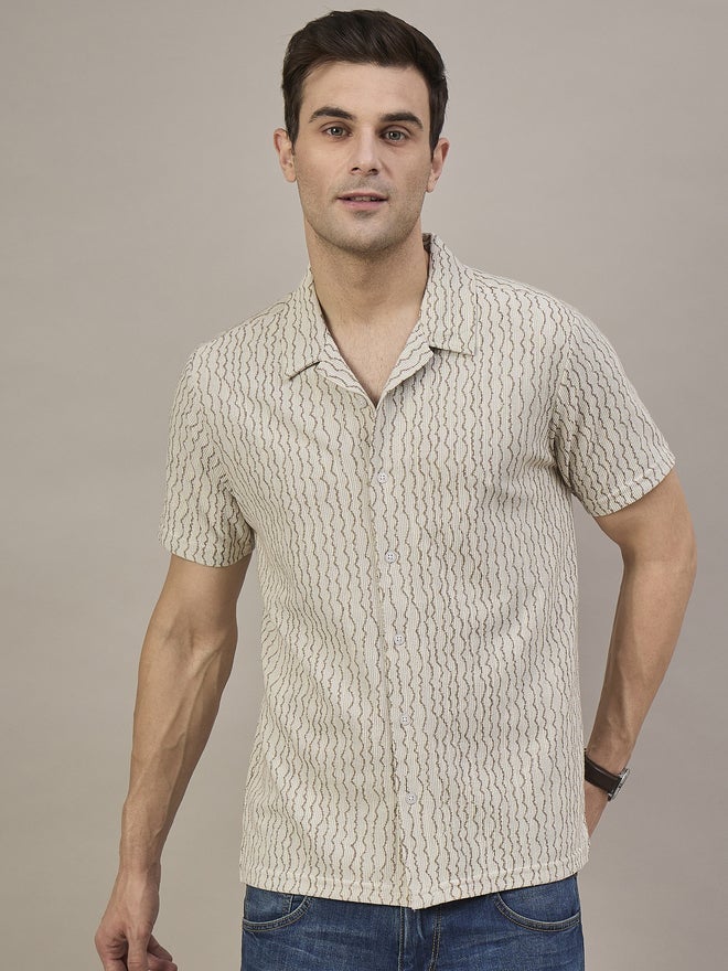 Take Two REPRISE Beige Patterned Textured Shirt - Image 3