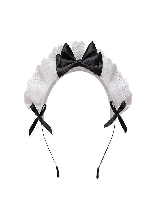 Junfamilee Women Girls Lolita Headband Lace Bow Hair Band Maid Anime Cosplay Headwear Ribbon Bowknot Cute Hair Band Party Hair Accessories Women's Fashion Headbands, Headbands, Lolita Fashion, Lolita Accessories - Image 1