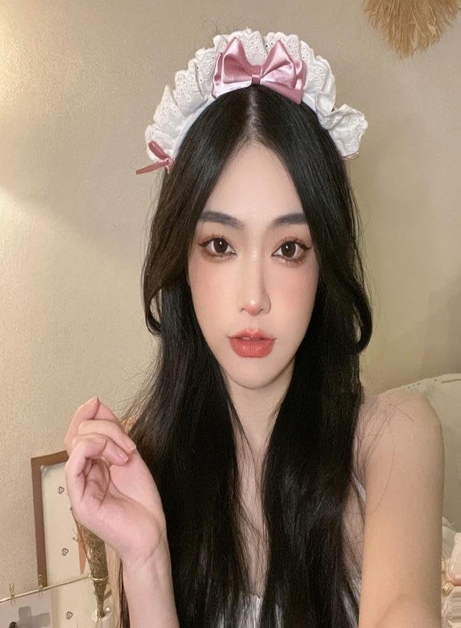 Junfamilee Women Girls Lolita Headband Lace Bow Hair Band Maid Anime Cosplay Headwear Ribbon Bowknot Cute Hair Band Party Hair Accessories Women's Fashion Headbands, Headbands, Lolita Fashion, Lolita Accessories - Image 4
