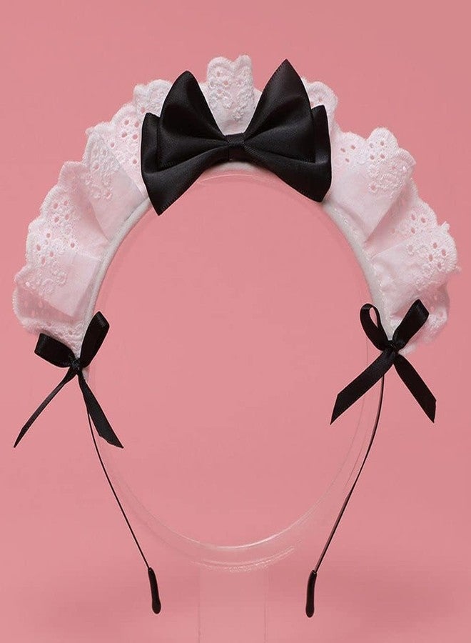 Junfamilee Women Girls Lolita Headband Lace Bow Hair Band Maid Anime Cosplay Headwear Ribbon Bowknot Cute Hair Band Party Hair Accessories Women's Fashion Headbands, Headbands, Lolita Fashion, Lolita Accessories - Image 5