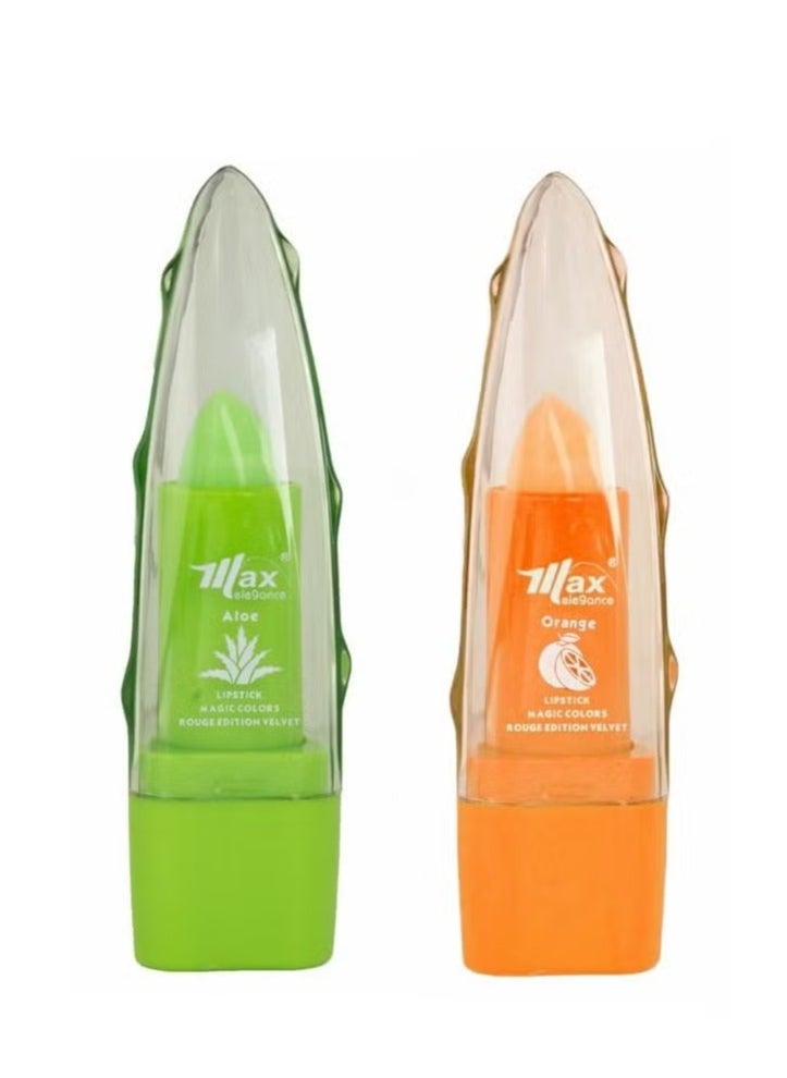 Max Elegance Magic Colors Rouge Edition Velvet Lipstick with Orange, and Aloe 