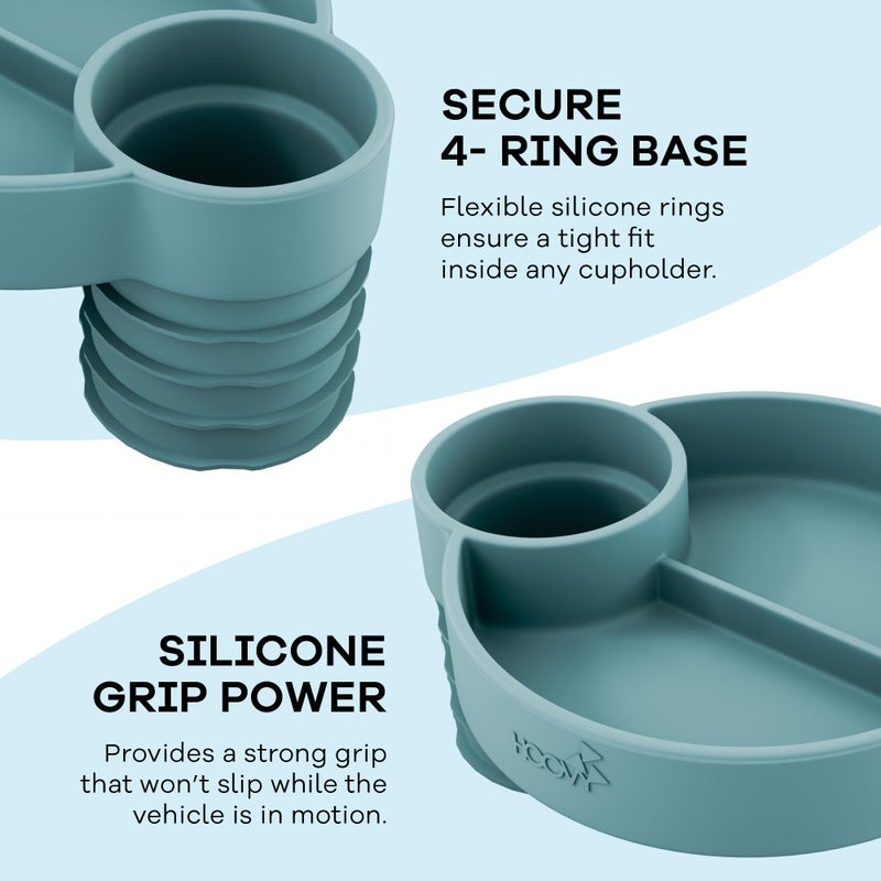 Hoovy Silicone Cup Holder Tray for Car Seat, Booster Seat, Stroller - Carseat Snack Trays for Kids Travel - Cup Holders Food Tray - Sharkskin 1 Pack - Image 4