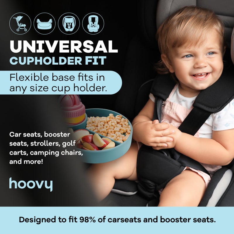Hoovy Silicone Cup Holder Tray for Car Seat, Booster Seat, Stroller - Carseat Snack Trays for Kids Travel - Cup Holders Food Tray - Sharkskin 1 Pack - Image 3