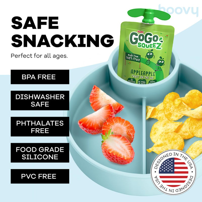 Hoovy Silicone Cup Holder Tray for Car Seat, Booster Seat, Stroller - Carseat Snack Trays for Kids Travel - Cup Holders Food Tray - Sharkskin 1 Pack - Image 5