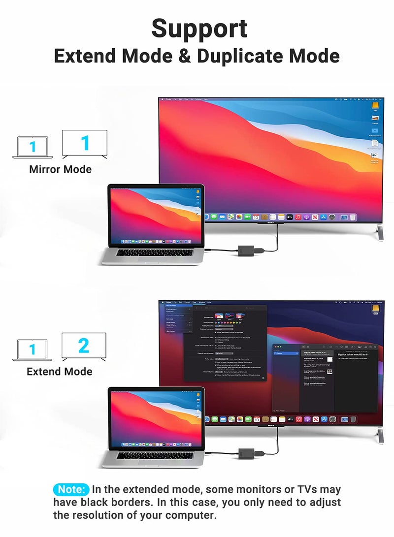 Lemorele MacBook HDMI to USB Adapter, HD 1080P USB to HDMI Cable, Compatible with MacOS M1 / Windows 10/8.1/8/7 (Need to Install App), Incompatible with Linux, Unix, Vista - Image 3