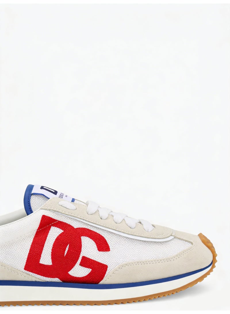 D&G Logo Retro Mesh Sneakers | White Red Blue Color-Block Luxury Low-Top Trainers - Image 2