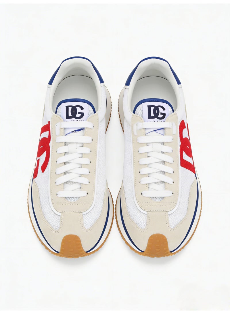D&G Logo Retro Mesh Sneakers | White Red Blue Color-Block Luxury Low-Top Trainers - Image 4