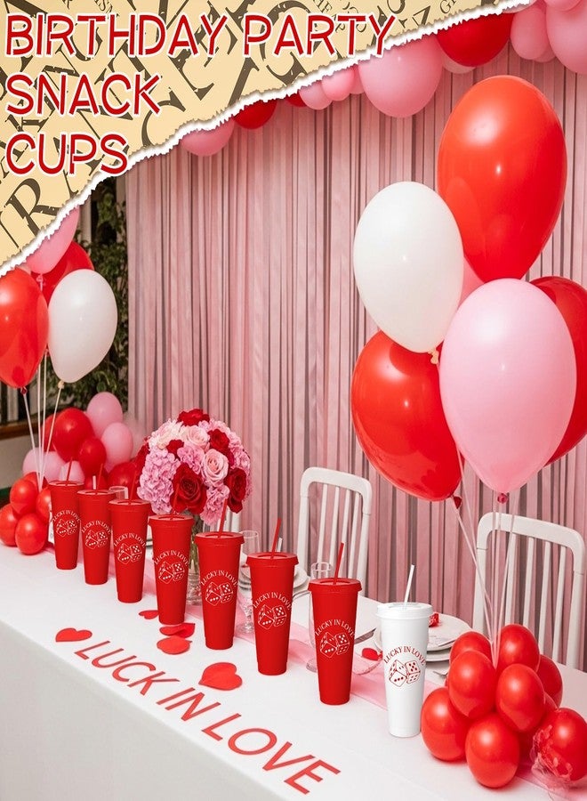 Jingmore 16 Pcs 24 oz Lucky In Love Bachelorette Party Tumbler Cups Bride Bachelorette Cups Reusable Casino Bridal Shower Party Favors Decorations - Image 3