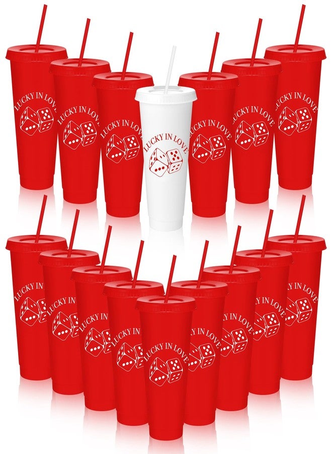 Jingmore 16 Pcs 24 oz Lucky In Love Bachelorette Party Tumbler Cups Bride Bachelorette Cups Reusable Casino Bridal Shower Party Favors Decorations - Image 1
