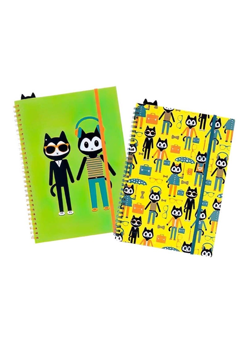 Foldermate - 2-Piece B5 Size Spiral Notebook Cool Cate Design - Image 1