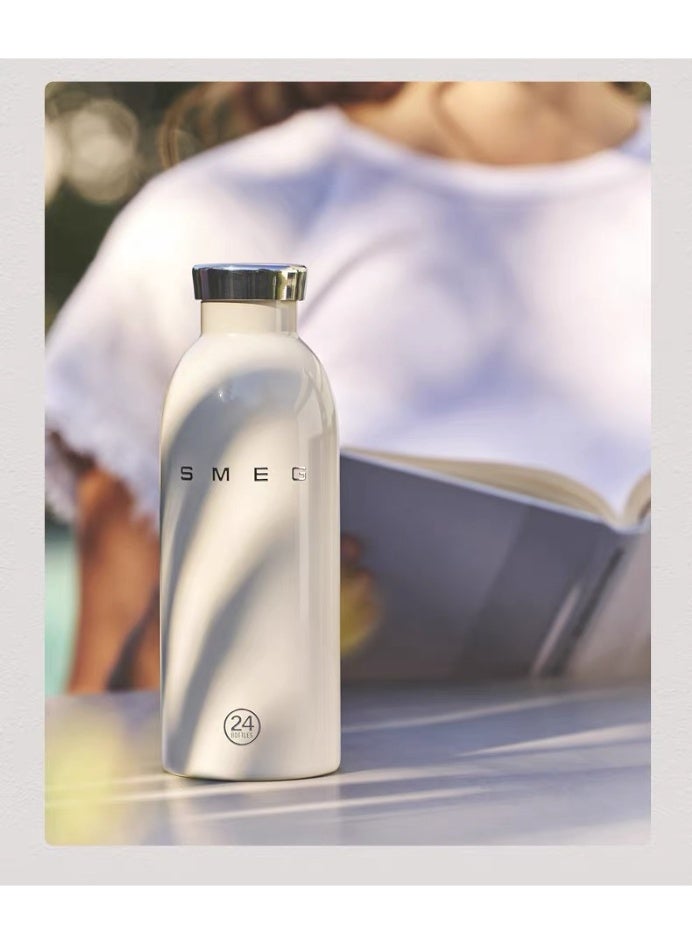 سميج SMEG إيطالية ريترو عالية المظهر فراغ زجاجة معزولة 500ML أسلوب البيج، 24 ساعة طويلة الأمد البرد والحرارة الاحتفاظ - Image 2