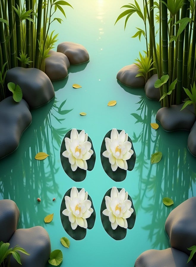 Bwexxt 4 Pcs Artificial Floating Foam Lotus Flower with Water Lilys Pad Ornanments,Lifelikes Fake Lotus Flowers for Patio Pond Pool Fish Tank Aquarium Home Garden Outdoor, for Pool Aquarium Water Decoration - Image 4