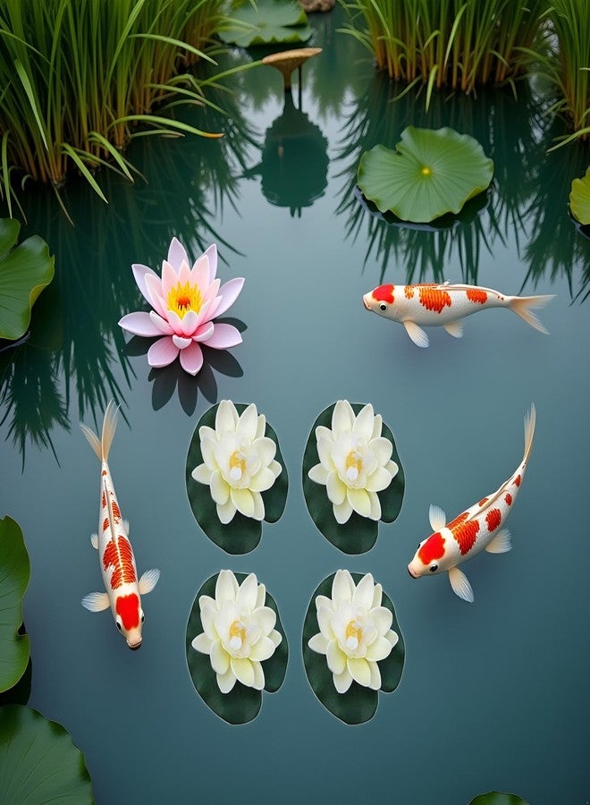 Bwexxt 4 Pcs Artificial Floating Foam Lotus Flower with Water Lilys Pad Ornanments,Lifelikes Fake Lotus Flowers for Patio Pond Pool Fish Tank Aquarium Home Garden Outdoor, for Pool Aquarium Water Decoration - Image 3