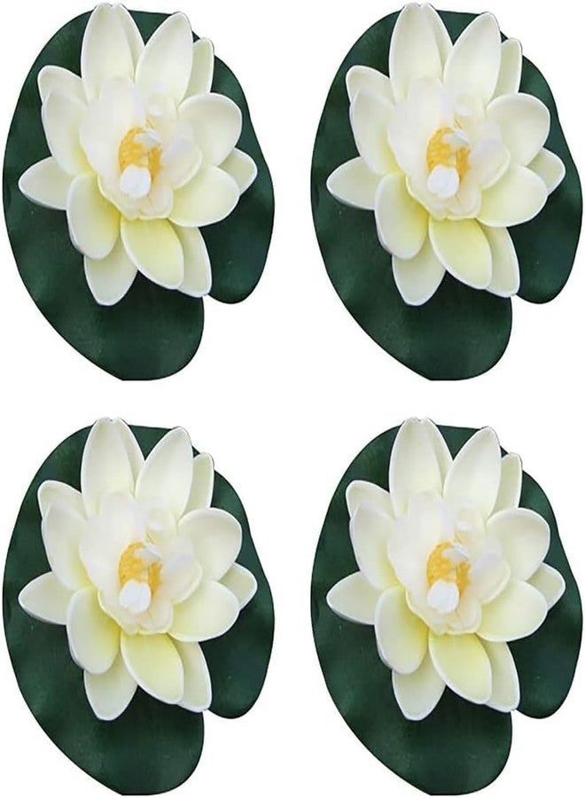 Bwexxt 4 Pcs Artificial Floating Foam Lotus Flower with Water Lilys Pad Ornanments,Lifelikes Fake Lotus Flowers for Patio Pond Pool Fish Tank Aquarium Home Garden Outdoor, for Pool Aquarium Water Decoration - Image 1