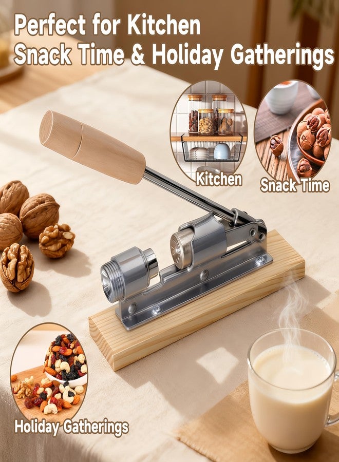 JARGUUO Nutcracker Heavy Duty Nut Cracker Tool for Pecans Walnuts Chestnuts - Manual Nut Crackers for All Nuts with Wooden Base, Nutcracker for Nuts Kitchen Tool by JARGUUO - Image 2