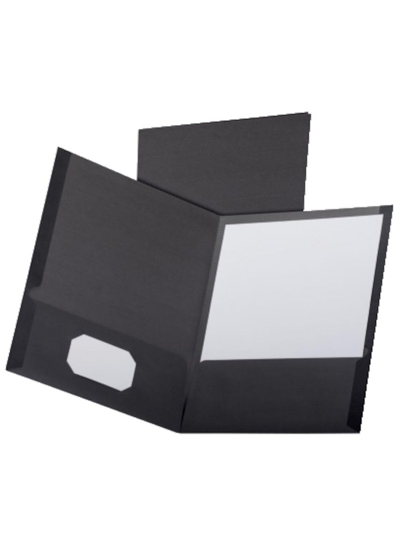 Oxford Esselte Oxford Linen Twin Pocket Portfolios, Black, 25 per Box (53406EE) 