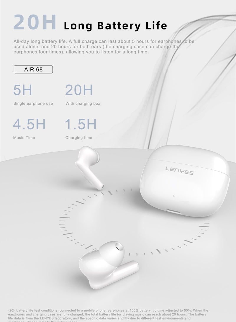 Lenyes Air 68 TWS Wireless Earbuds with Active Hybrid Noise Cancellation (HNC), Bluetooth 5.3, HiFi Stereo Sound, and 20-Hour Playtime - Image 3