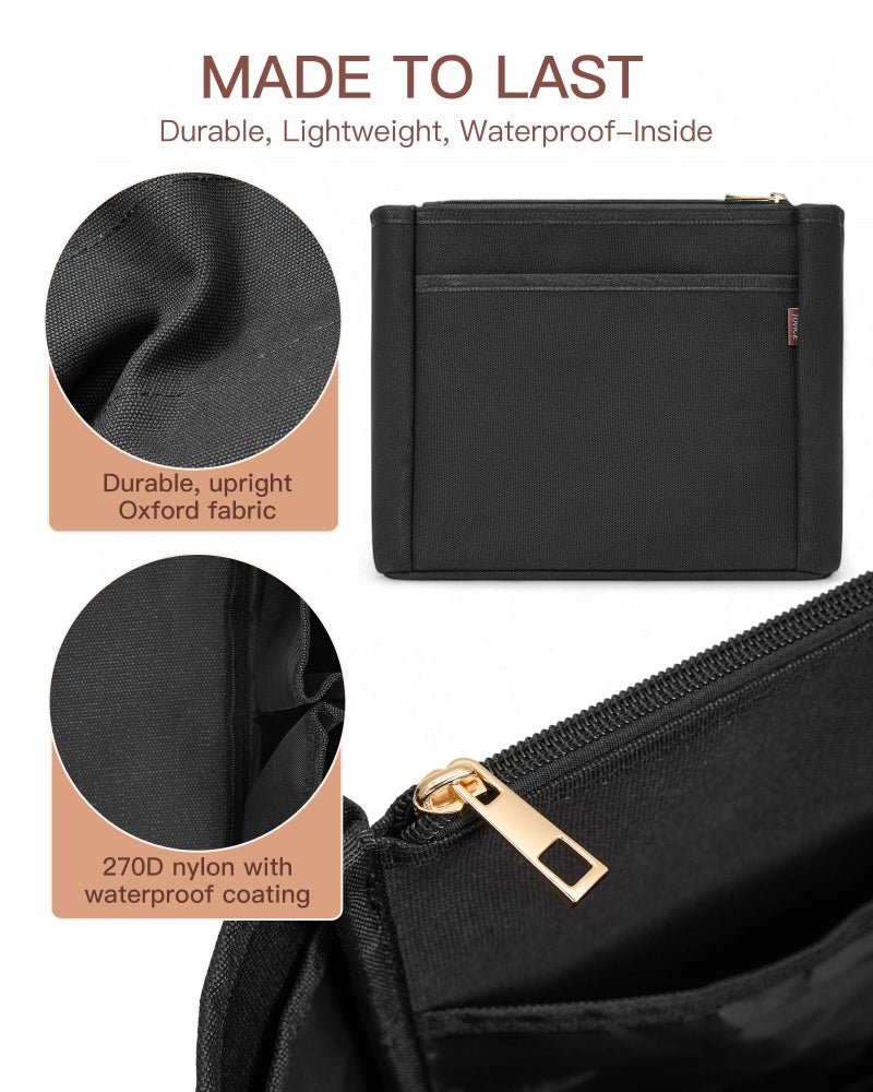 TOVICE Tote Bag Organizer Insert with Stanley Cup Holder and Zipper Bag, Compatible with Neverfull, Saint Louis and More, 9 Pockets (Black, Large) - Image 3