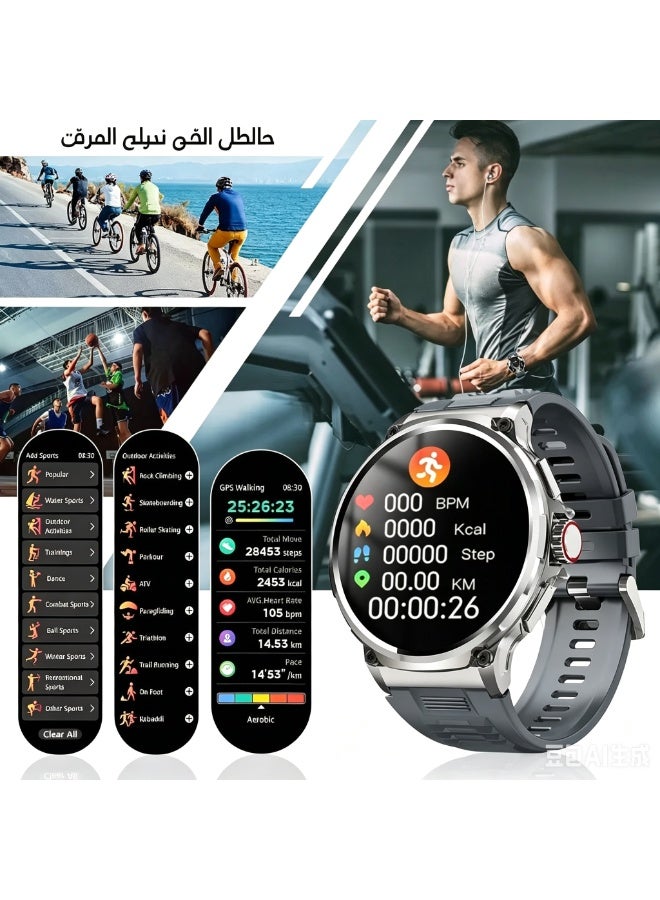 ساعة ذكية للرجال مع وظيفة الاتصال، شاشة AMOLED HD بحجم 1.85 بوصة، تتبع الرياضة والصحة، بطارية 710 مللي أمبير، مقاومة للماء IP7 لأنظمة Android و iOS - Image 4