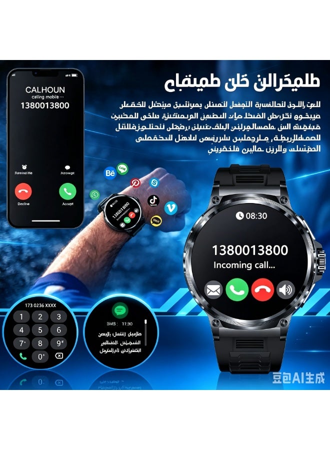 ساعة ذكية للرجال مع وظيفة الاتصال، شاشة AMOLED HD بحجم 1.85 بوصة، تتبع الرياضة والصحة، بطارية 710 مللي أمبير، مقاومة للماء IP7 لأنظمة Android و iOS - Image 2
