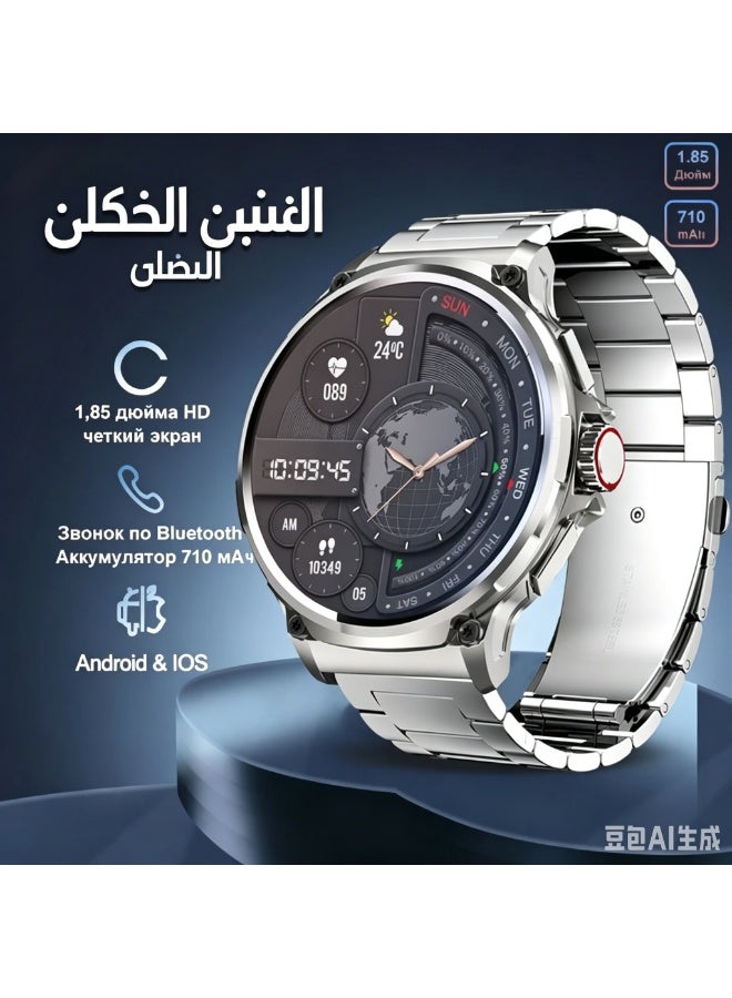ساعة ذكية للرجال مع وظيفة الاتصال، شاشة AMOLED HD بحجم 1.85 بوصة، تتبع الرياضة والصحة، بطارية 710 مللي أمبير، مقاومة للماء IP7 لأنظمة Android و iOS - Image 1