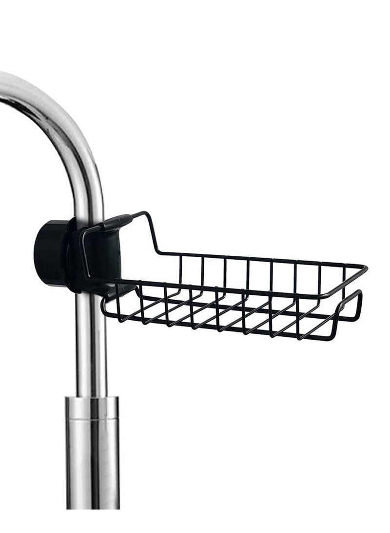 Faucet Sponge Holder, Drain Rack Faucet Storage Rack No Suction Cup Stainless Steel For Brush For Bathroom For Kitchen(Black) - Image 1