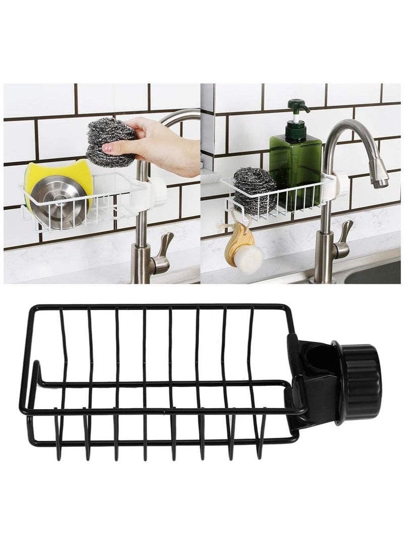 Faucet Sponge Holder, Drain Rack Faucet Storage Rack No Suction Cup Stainless Steel For Brush For Bathroom For Kitchen(Black) - Image 4