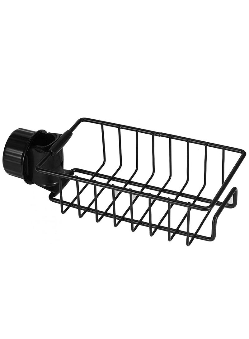 Faucet Sponge Holder, Drain Rack Faucet Storage Rack No Suction Cup Stainless Steel For Brush For Bathroom For Kitchen(Black) - Image 2