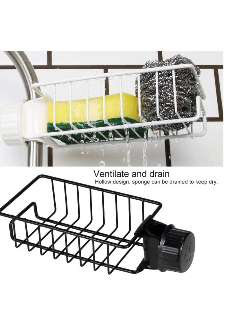 Faucet Sponge Holder, Drain Rack Faucet Storage Rack No Suction Cup Stainless Steel For Brush For Bathroom For Kitchen(Black) - Image 3
