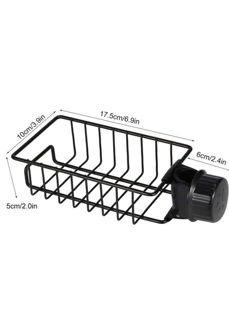 Faucet Sponge Holder, Drain Rack Faucet Storage Rack No Suction Cup Stainless Steel For Brush For Bathroom For Kitchen(Black) - Image 5
