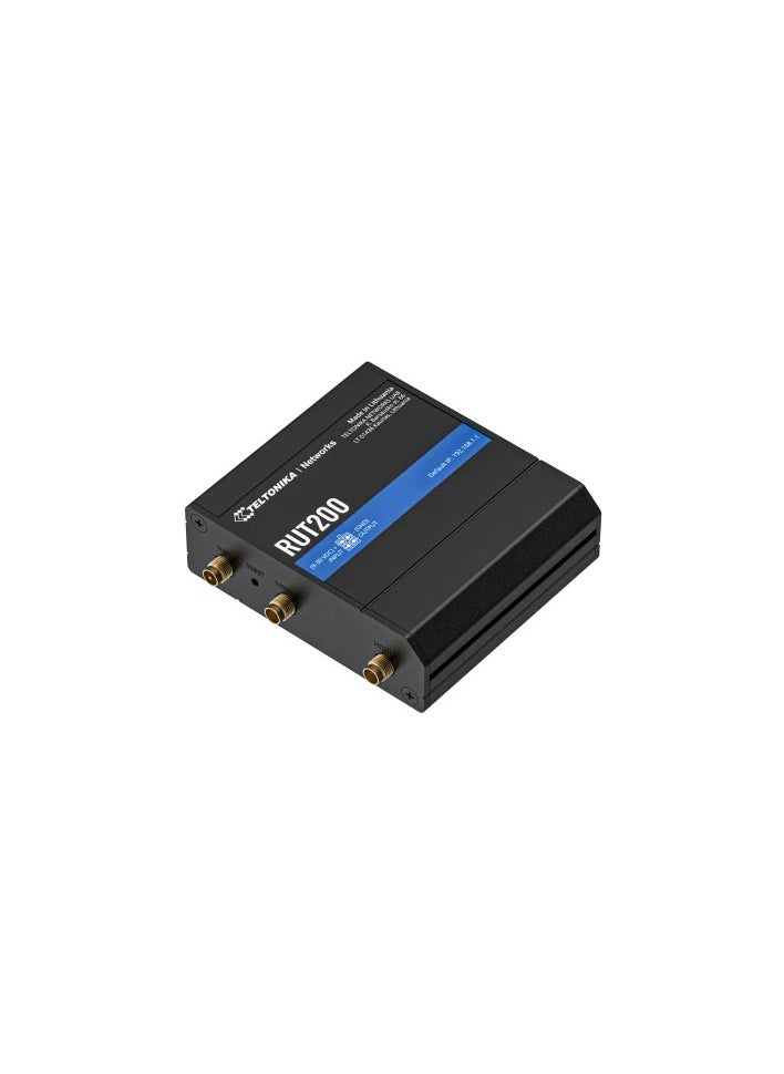RUT200 is a compact industrial cellular router that provides reliable, mission-critical connectivity in rigorous conditions common in industries like automation, transportation, and manufacturing. This model is equipped with 4G LTE, Wi-Fi, and two Ethernet ports, making it ideal for quickly setting up primary and backup connectivity with remote management capabilities.