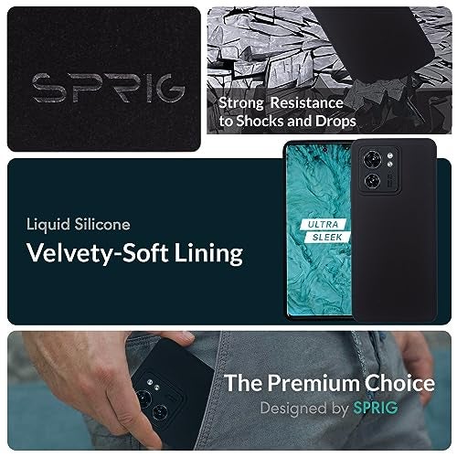 SPRIG Cases Compatible with Motorola Edge 40 Liquid Silicone Back Cover Premium Moto 5g Phone Case Drop Tested Shock Proof for Boys and Girls with Camera Protection (Black) - Image 2