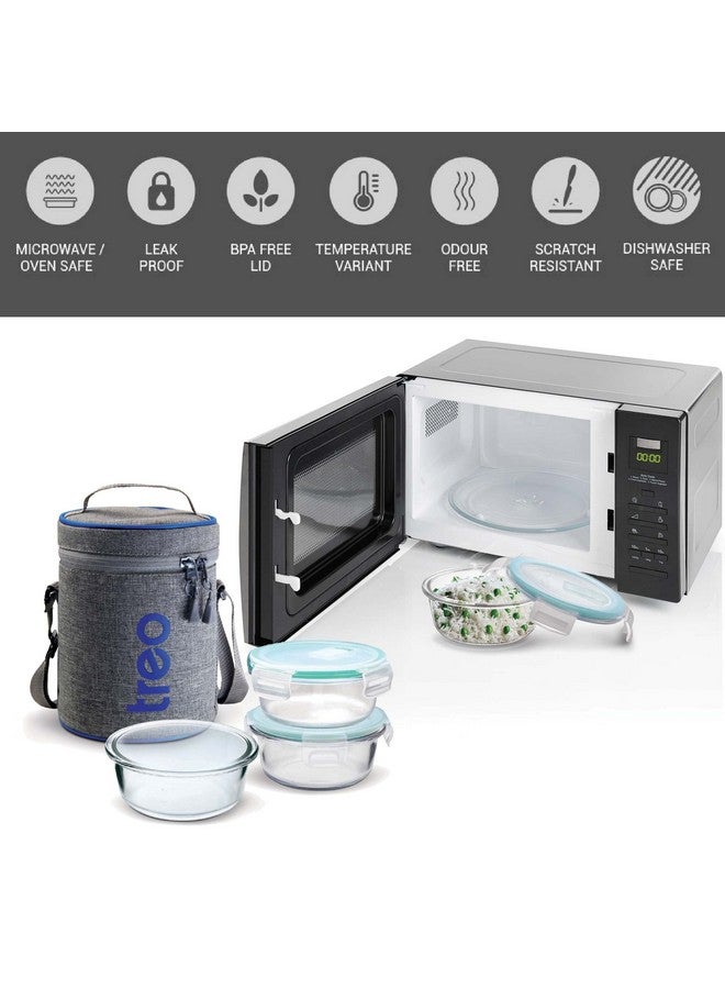 TREO تريو ميلتون جميع طقم تيفين زجاج بوروسيليكات، 400 مل، مجموعة من 3، شفاف - Image 4