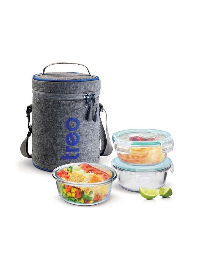 TREO تريو ميلتون جميع طقم تيفين زجاج بوروسيليكات، 400 مل، مجموعة من 3، شفاف - Image 1