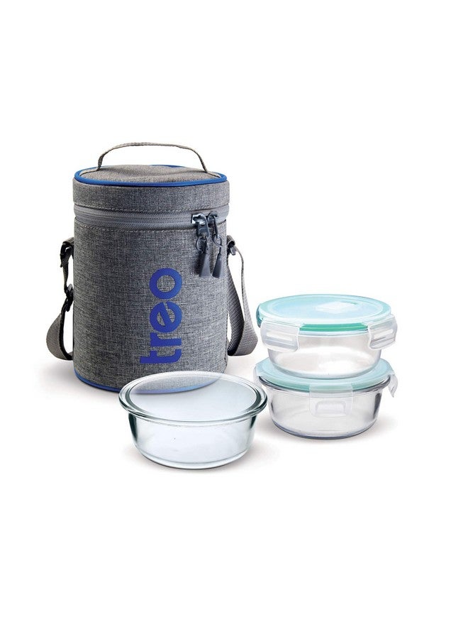 TREO تريو ميلتون جميع طقم تيفين زجاج بوروسيليكات، 400 مل، مجموعة من 3، شفاف - Image 2