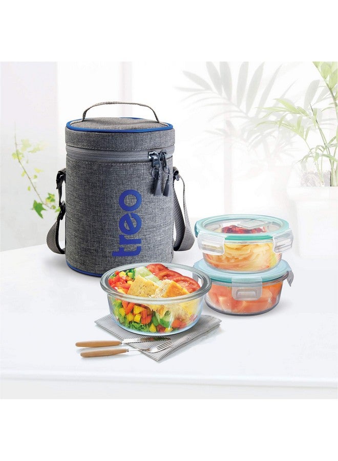 TREO تريو ميلتون جميع طقم تيفين زجاج بوروسيليكات، 400 مل، مجموعة من 3، شفاف - Image 3