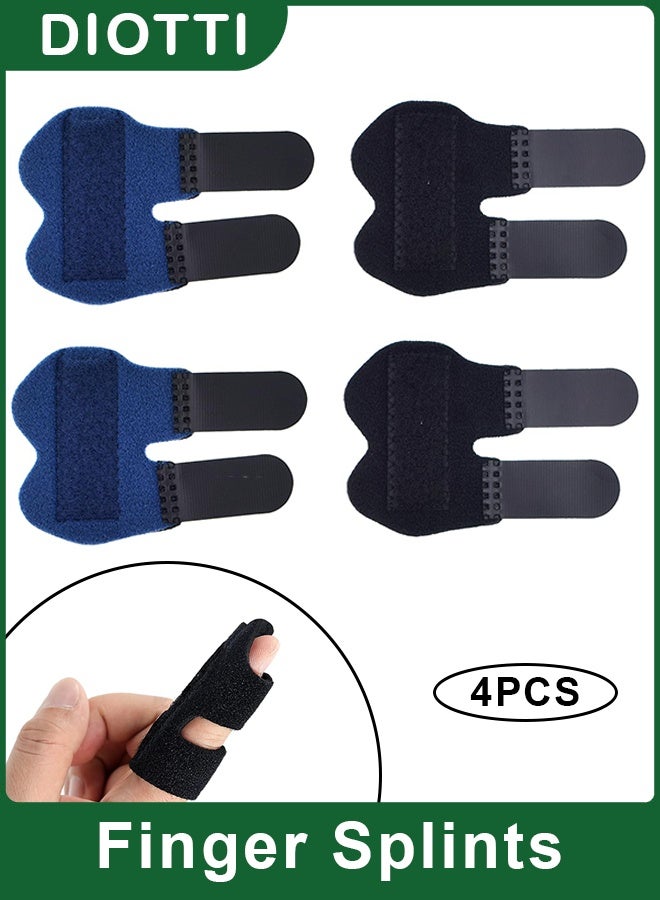 ديوتي مجموعة من 4 جبائر للإصبع الزنادي، وتقويمات أصابع قابلة للتعديل، ودعامات دعم للأطفال والمراهقين والبالغين، لتثبيت الأصابع لعلاج التهاب المفاصل والإصابات وحماية المفاصل. - Image 1