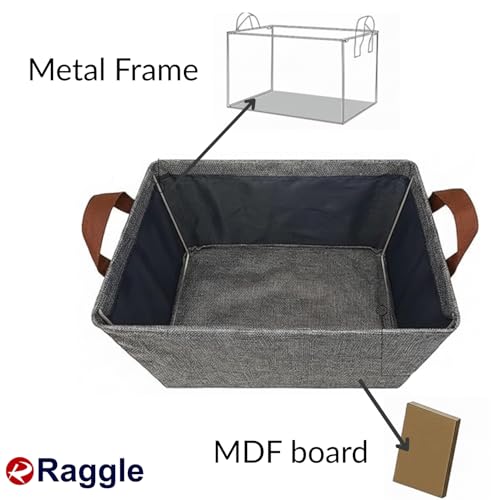 Raggle Collapsible Fabric Storage Cubes Organizer with Handles Foldable Storage Baskets for Organizing Toys, Books, Shelves, Closet, Large Storage Box with Handles (Gray, 26L-1) - Image 3