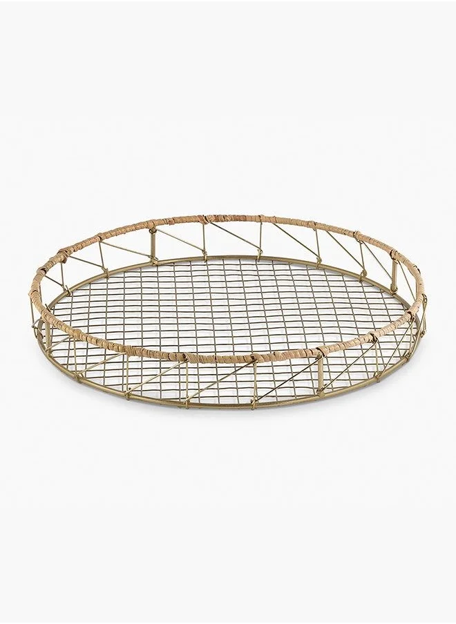 2XL Home Round Tray- Natural and Gold