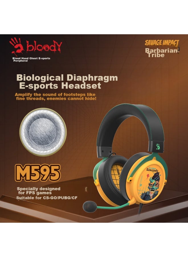 A4TECH سماعة ألعاب سلكية A4Tech M595، فوق الأذن، يد دماء شبح، سماعة كمبيوتر Pubg Cs، خفيفة الوزن Fps، سماعة رياضية E-Sports من قبيلة وايلد، مستكشف عكسي - Image 1