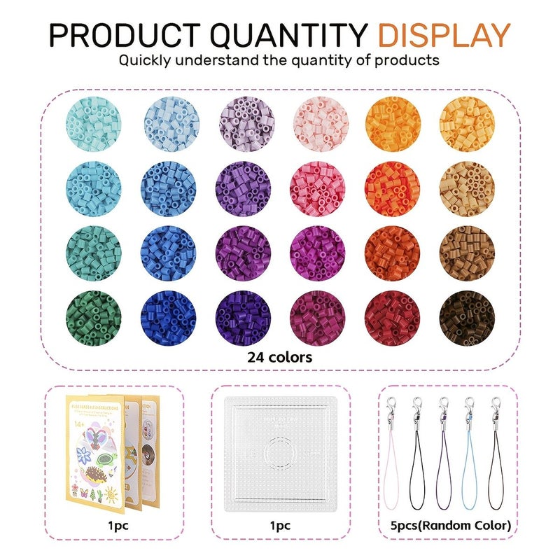 24 Color Fuse Bead Craft Kit With Tools For Beginners Complete Starter Set - Image 5