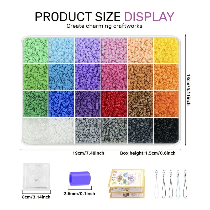 24 Color Fuse Bead Craft Kit With Tools For Beginners Complete Starter Set - Image 3